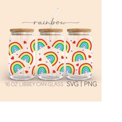 rainbow  16oz glass can cutfile, glass can full wrap svg, rainbow svg, beer glass svg, rainbow libbey svg, cricut files,