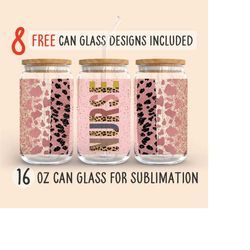 Nurse  16 Oz Glass Can Sublimation Design, Free 8 Designs, Nurse Png, Pink Leopard Print Png, Sublimation Png, Instant D