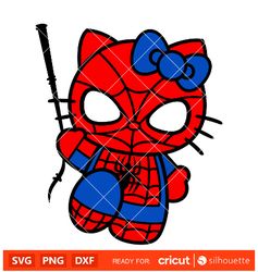 hello kitty spider man svg-sanrio svg-hello kitty svg-kawaii svg-cricut silhouette vector cut file