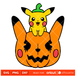 pikachu pumpkin halloween svg, pokemon svg, halloween svg, pika-boo svg, cricut, silhouette vector cut file