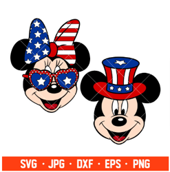 usa flag mickey& minnie mouse svg free svg daily freebies svg cricut silhouette vector cut file