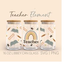 teachher boho libbey can glass svg, 16 oz can glass, principal svg, boho svg, libbey glass svg, school element svg, beer