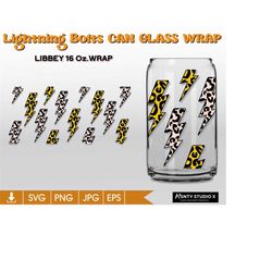 full wrap leopard lightning boltsglass wrap svg,lightning bolts can glass svg,16oz libbey can glass wrap,for circut cut