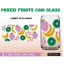 summer fruits for libbey 16oz can glass svg, summer libbey glass ,fruit coffee glass can, beer glass svg png dxf, cut fi