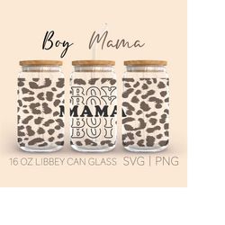 leopard mama boy libbey svg | cheetah print mama boy coffee glass can | beer glass svg png cut file | cricut silhouette