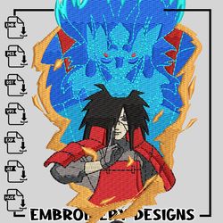 uchiha madara embroidery design, naruto embroidery, logo design, embroidery shirt, anime shirt, digital download.