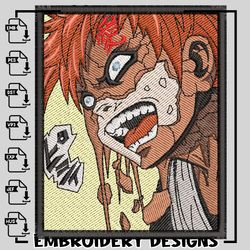 gaara embroidery design, gaara embroidery, logo design, embroidery shirt, anime shirt, digital download.