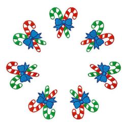 christmas-candy sticks in circle embroidery design