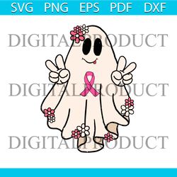 halloween pink ghost breast cancer awareness svg download