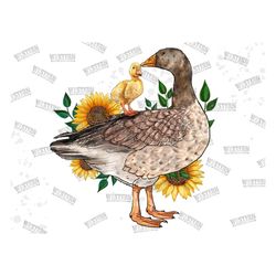 sunflower duck sublimation png, baby duck png, sunflower png, duck portrait png, hand drawn duck png, sublimation design