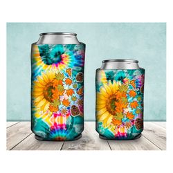Sunflower Fall Can Cooler Png, Sunflower Can Cooler Png, Tie Dye Can Cooler Png Downloads, Leaf Png, Can Cooler Template