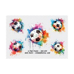 soccer ball watercolor clipart, soccer printable watercolor art, soccer ball png, transparent background