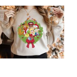disney the muppets christmas muppet group wreath xmas shirt, disneyland christmas matching family shirts, christmas squa