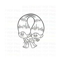 Satin_Chenille_2_Trolls Outline Svg Dxf Eps Pdf Png, Cricut, Cutting file, Vector, Clipart - Instant Download