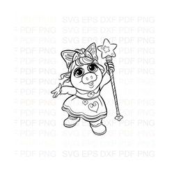 Ballerina_Piggy_2_Muppet_Babies Outline Svg Dxf Eps Pdf Png, Cricut, Cutting file, Vector, Clipart - Instant Download