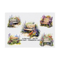 watercolor garden benches clipart, watercolor garden benches png files, transparent background png