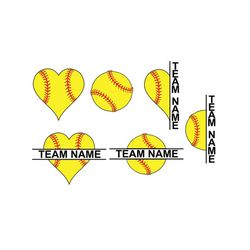 softball monogram svg, split softball svg, split softball heart, softball cut files for cricut