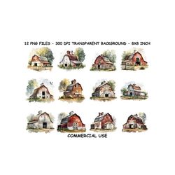 farm barn watercolor clipart png, farm life clipart png, farmhouse clipart png, farmers house png