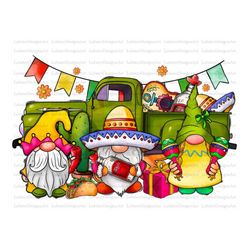 mexican gnomes truck png sublimation design, mexico png, cince de mayo gnomes png, mexican gnomes png, digital download,