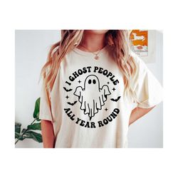 i ghost people all year round svg, halloween svg, spooky svg, retro cute ghost png, halloween shirt svg, svg files for c