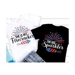 4th of july couples svg bundle, i'm his sparker, american couple shirt, independence day, couple gift shirt, usa png, sv