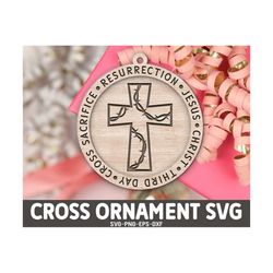 christian ornament svg, cross keychain, car charms, faith bag tag, svg, glowforge svg, laser cut file