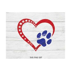 patriotic heart paw svg, 4th of july svg, dog svg, heart svg, american flag svg, flag,patriotic,dog,dogs,dog mom,4th of