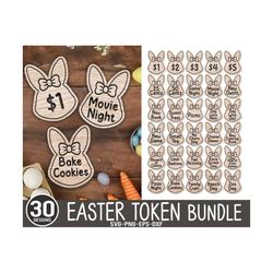 30 redeemable easter token svg, girl easter laser files, easter coin svg, easter egg prizes, easter coin, kids laser, gl