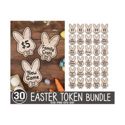 30 redeemable easter token svg, boy easter laser files, easter coin svg, easter egg prizes, easter coin, kids laser, glo