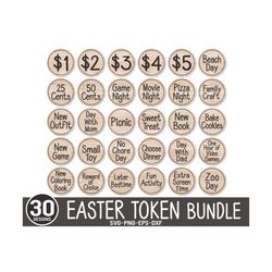 30 redeemable easter token svg, easter laser files, easter coin svg, easter egg prizes, easter coin, kids laser, glowfor