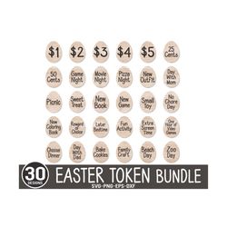 30 redeemable easter token svg, easter laser files, easter coin svg, easter egg prizes, easter coin, kids laser, glowfor