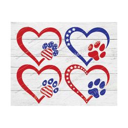 patriotic heart paw svg bundle, 4th of july svg, dog svg, american flag svg, flag,patriotic,dog,dogs,dog mom,4th of july