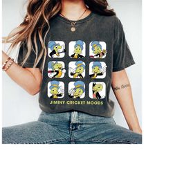 disney jiminy cricket moods cute face box up, disney family matching shirt, walt disney world, disneyland trip outfits