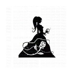 belle_beauty_and_the_beast_silhouette svg dxf eps pdf png, cricut, cutting file, vector, clipart - instant download