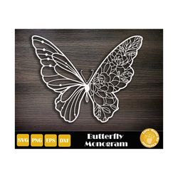 butterfly monogram, butterfly vector, butterfly cricut, butterfly silhouette, butterfly cut file, butterfly svg, instant