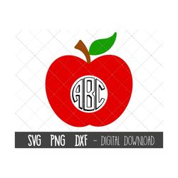 apple svg, apple clipart, apple monogram,  teacher svg, apple fruit clipart, apple png, dxf, apple fruit cricut silhouet