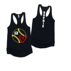 personalized softball tank, custom softball number racerback tank top, softball shirt, softball mom baseball mom tank to