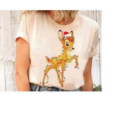 Disney Bambi Christmas Lights Shirt, Santa Bambi Christmas Sweatshirt, Bambi Reindeer Shirt, Disneyland Christmas Matchi