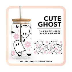 cute ghost svg | libbey can glass svg | halloween ghost svg | glass can wrap svg | spooky svg | retro ghost svg | cricut