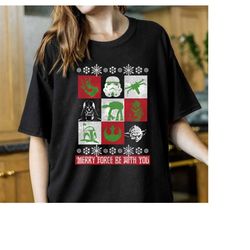 star wars merry force be with you christmas ugly sweater shirt, disneyland christmas matching family shirts, christmas s