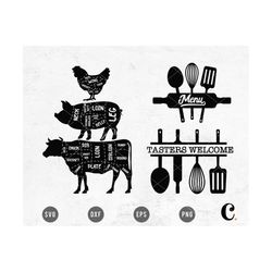 kitchen towel svg | kitchen monogram svg |  farm animal svg | farmhouse sign svg | cow kitchen sign svg | cut file for c