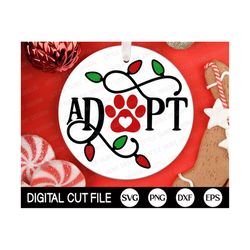 pet christmas ornament svg, dog christmas monogram, adopt, cat ornaments cut file, pet memorial, christmas light svg, sv