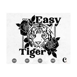 easy tiger svg | rose svg | vintage shirt svg | exotic animal svg | big cat svg | biker svg | tie die shirt for cricut,