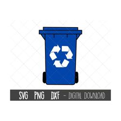 blue wheelie bin svg, trash can svg, garbage can png, recycle bin svg, recycle bin outline, household waste cricut silho