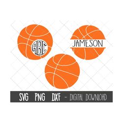 basketball svg bundle, basketball clipart, basketball monogram name frame, sports svg, basketball png, dxf, cricut silho