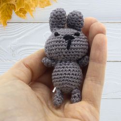 mini rabbit dollhouse miniatures animal gray bunny toy natural soft amigurumi bunny stuffed animal