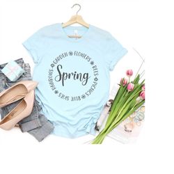 cute spring shirt for women, hello spring shirt, spring graphic t-shirt, hello spring shirt, easter shirts for women, ea