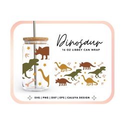 dinosaur libbey can wrap svg | dinosaur glass can wrap svg | 116oz glass can wrap svg for boys | glass can wrap svg kids