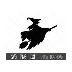 witch svg, witch silhouette svg, halloween svg, witch hat svg, flying witch broomstick png, dxf, halloween cricut silhou