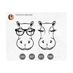 hippo animal face svg cutting file for cricut, cameo silhouette | animal face, cute hippo face cuttable file, png printa